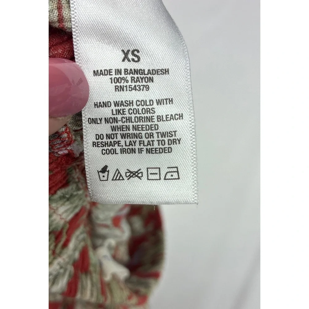 Aeropostale Floral Boho Midi Skirt Womens XS Red Excellent Tropical Button Front - Picture 8 of 8